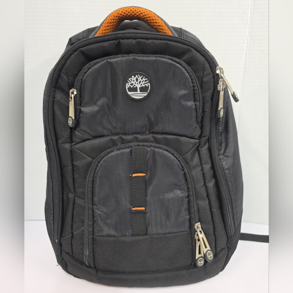 Timberland Black and Orange Backpack With Laptop Pocket